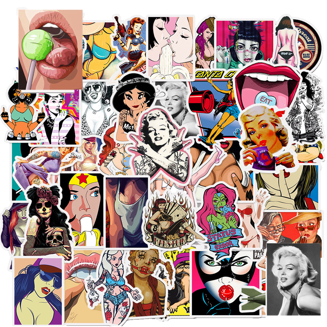 50pcs Fashion Sexy Girl 2 Stickers