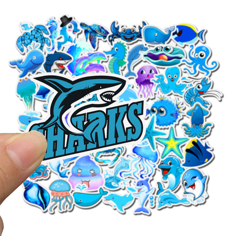 49pcs Blue Ocean Stickers