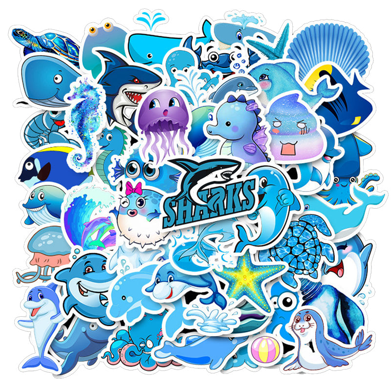 49pcs Blue Ocean Stickers