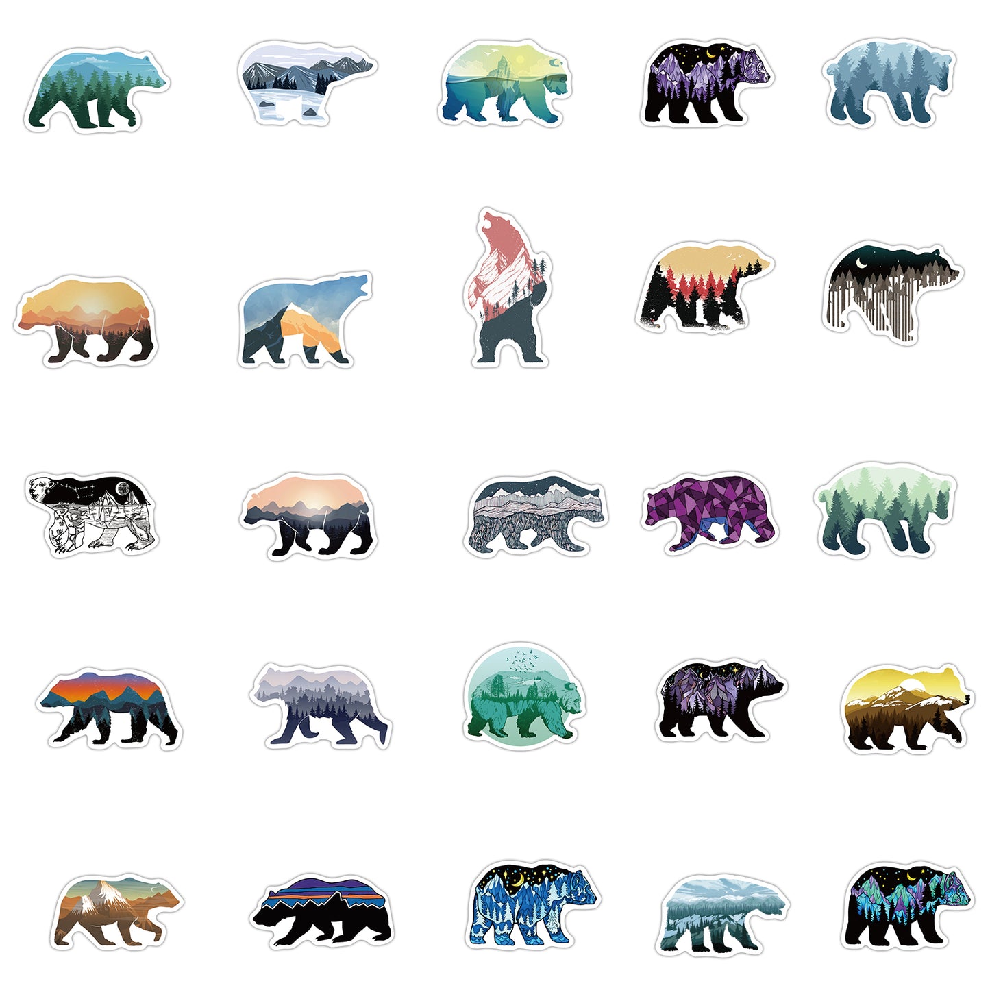 50pcs Grizzly Bear Stickers