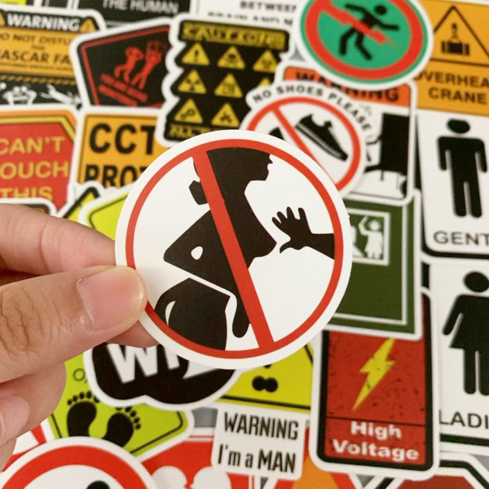 Objectum Warning Sign Sticker 50pcs Warning Sign Stickers – AU Sticker World