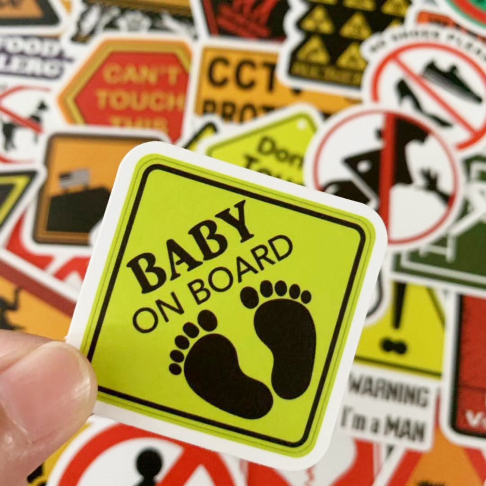 50pcs Warning Sign Stickers