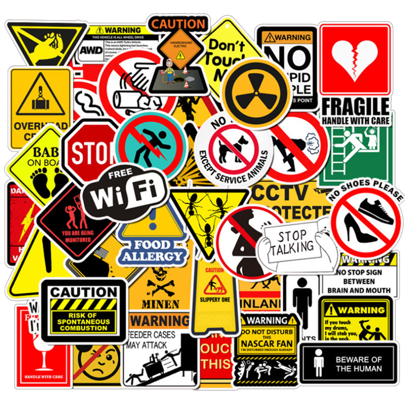 50pcs Warning Sign Stickers