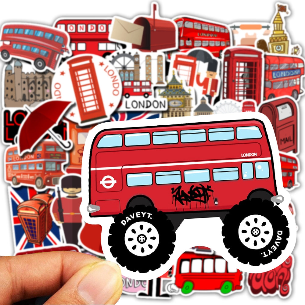 50pcs London Bus Stickers