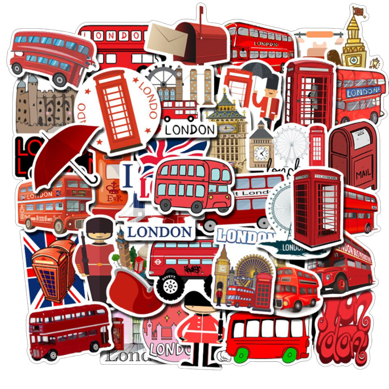 50pcs London Bus Stickers