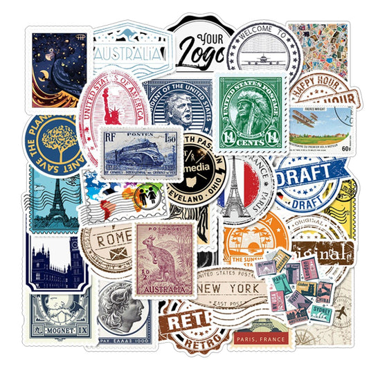 50pcs Retro Vintage Stamps 1 Stickers