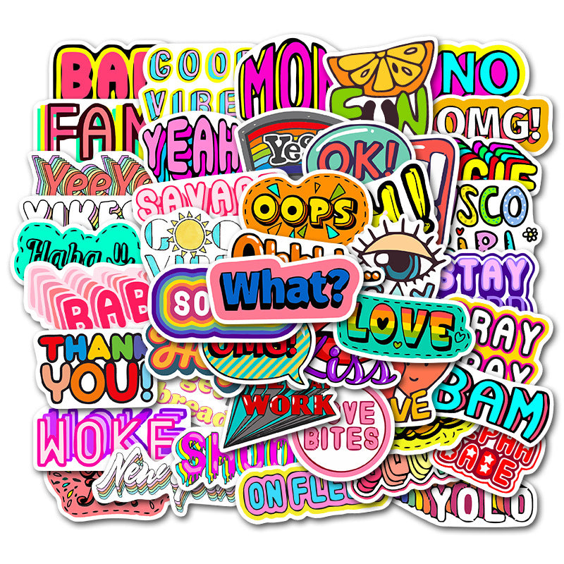 50pcs Words Slogan 2 Stickers – AU Sticker World