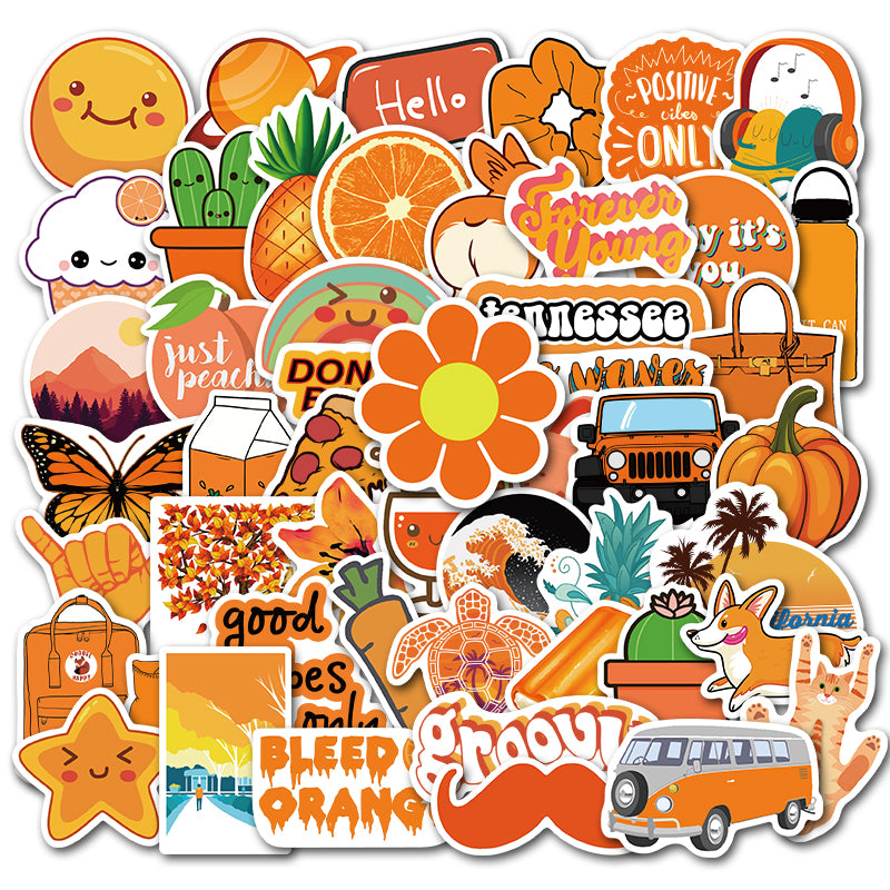 Orange Update Sticker 50pcs Orange INS Stickers – AU Sticker World