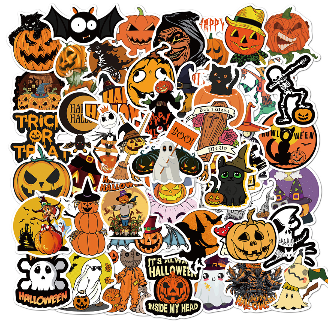 Halloween Festival Holiday Pumpkin Bat Terror Horror Skull Stickers