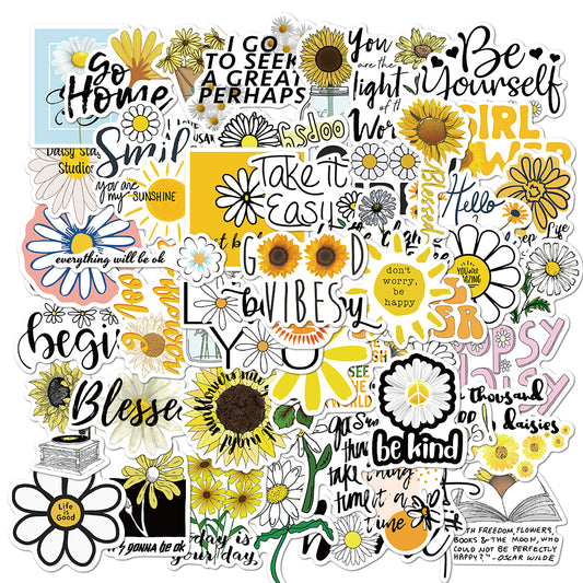 50pcs Little Daisy Slogan Stickers