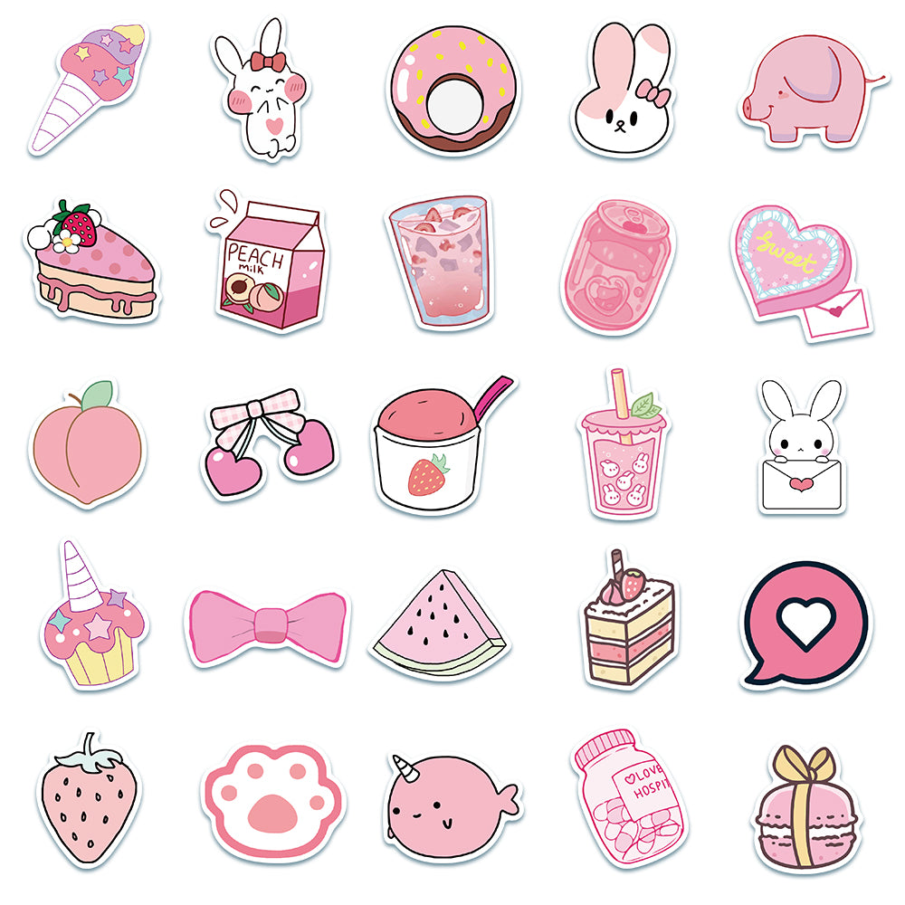 50pcs Pink INS 3 Stickers