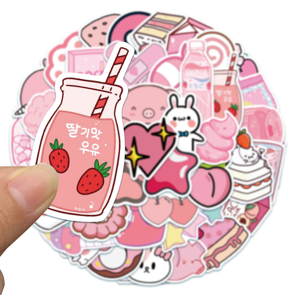 50pcs Pink INS 3 Stickers