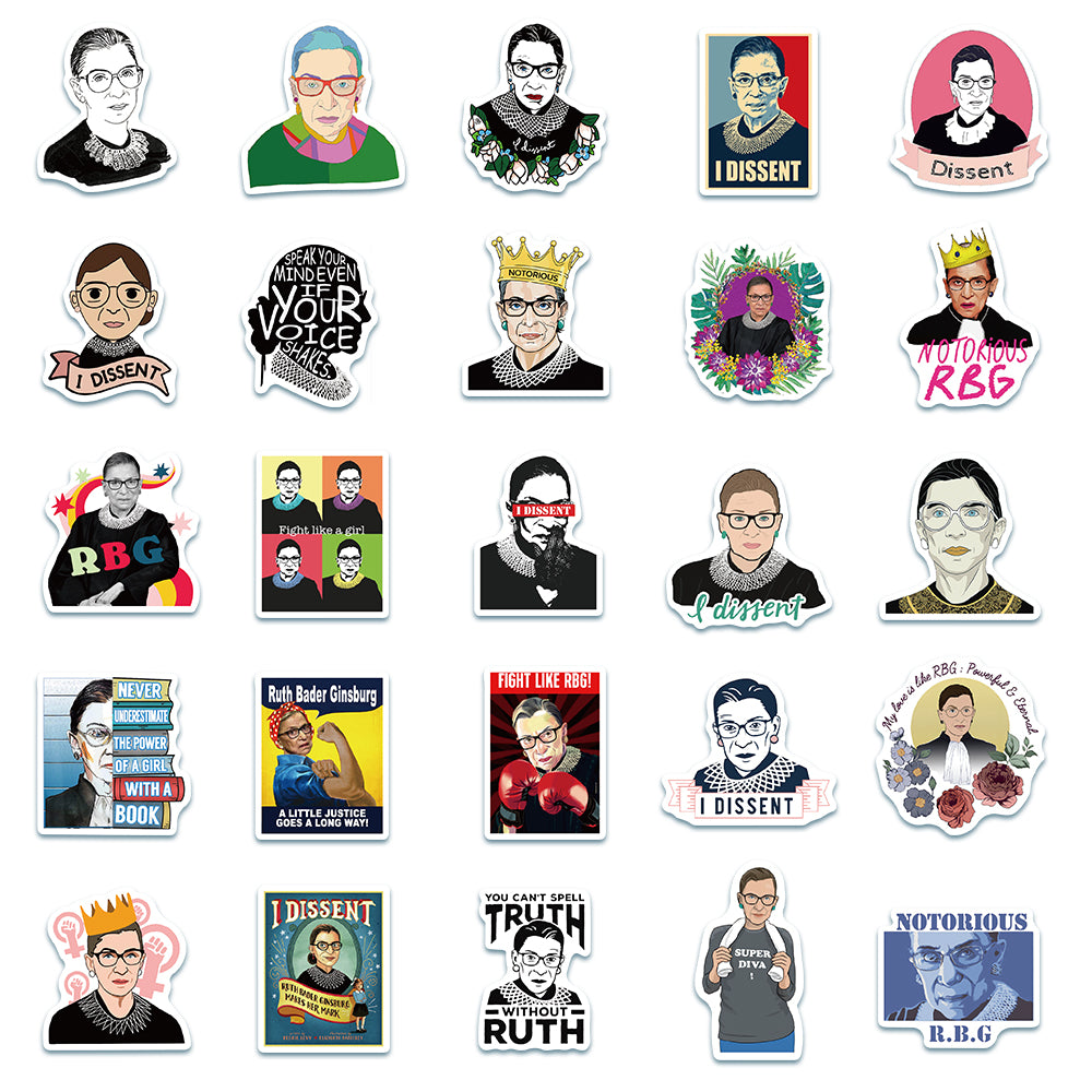 Stickers And Names Ruth 50pcs Ruth Bader Ginsburg Stickers – AU Sticker World