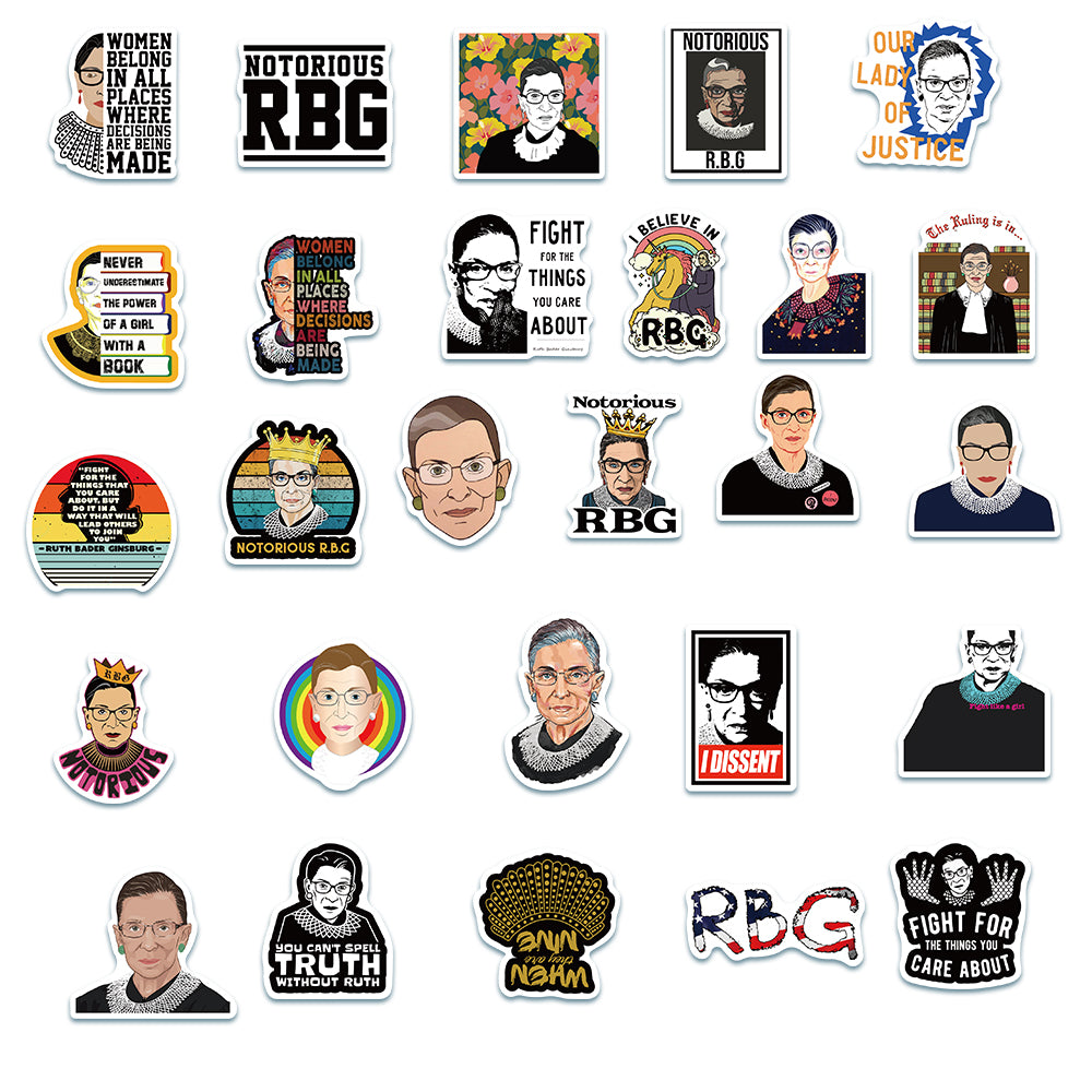 Stickers And Names Ruth 50pcs Ruth Bader Ginsburg Stickers – AU Sticker World