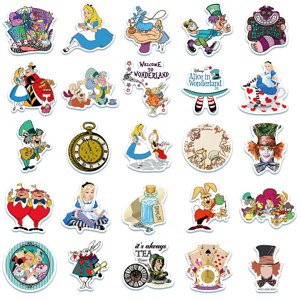 50pcs Alice in Wonderland Stickers