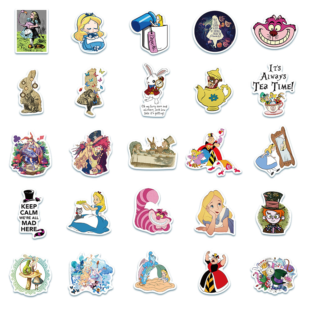 50pcs Alice in Wonderland Stickers