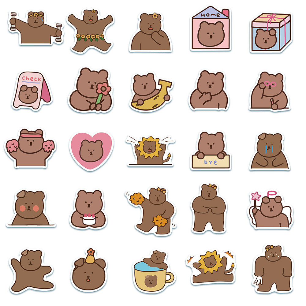 50pcs Brown Bear Stickers