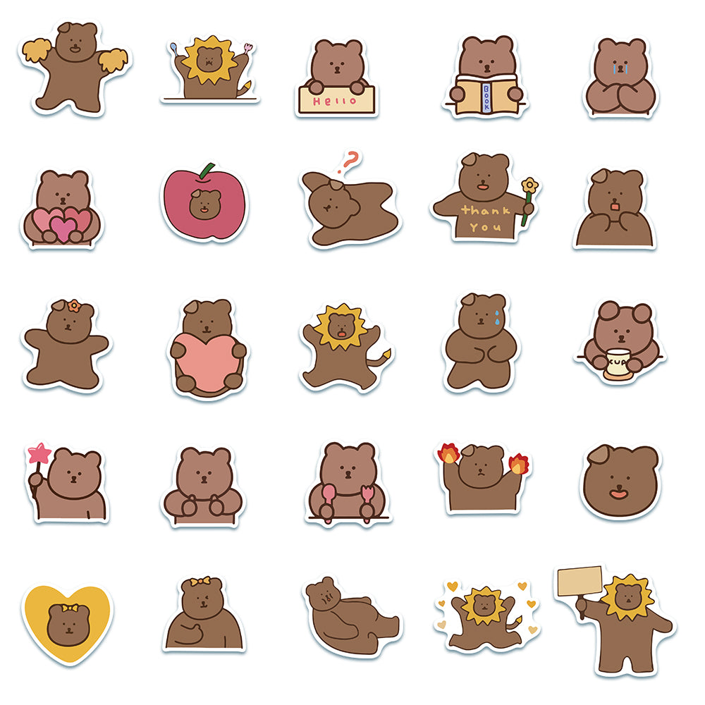 50pcs Brown Bear Stickers