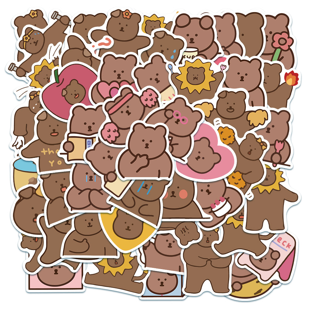 50pcs Brown Bear Stickers