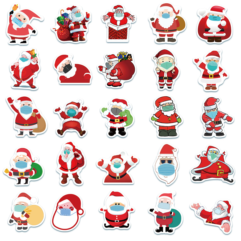 50pcs Santa Wearing Mask Stickers – AU Sticker World