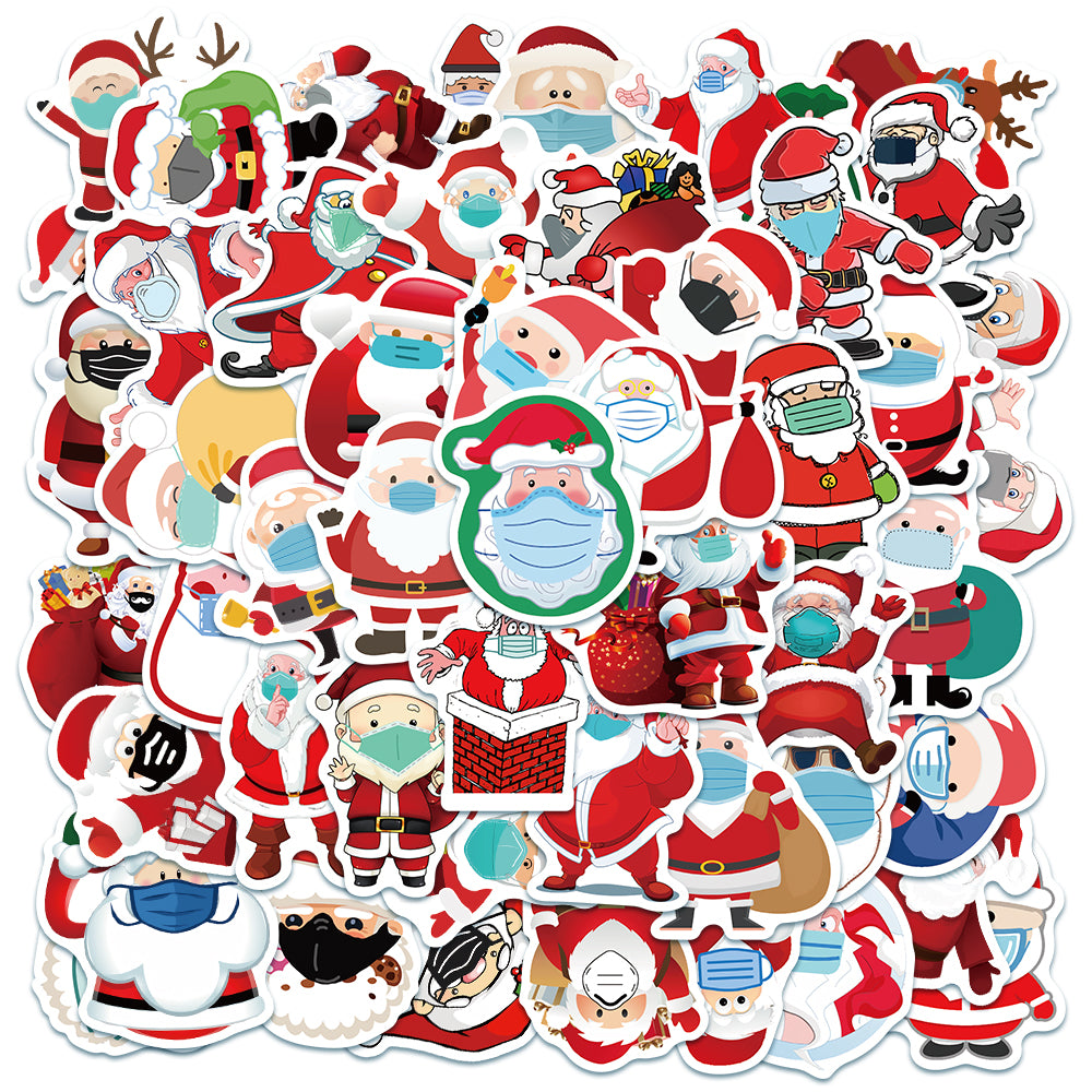 50pcs Santa Wearing Mask Stickers – AU Sticker World
