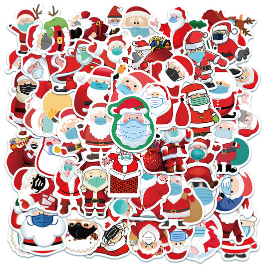 50pcs Santa Wearing Mask Stickers