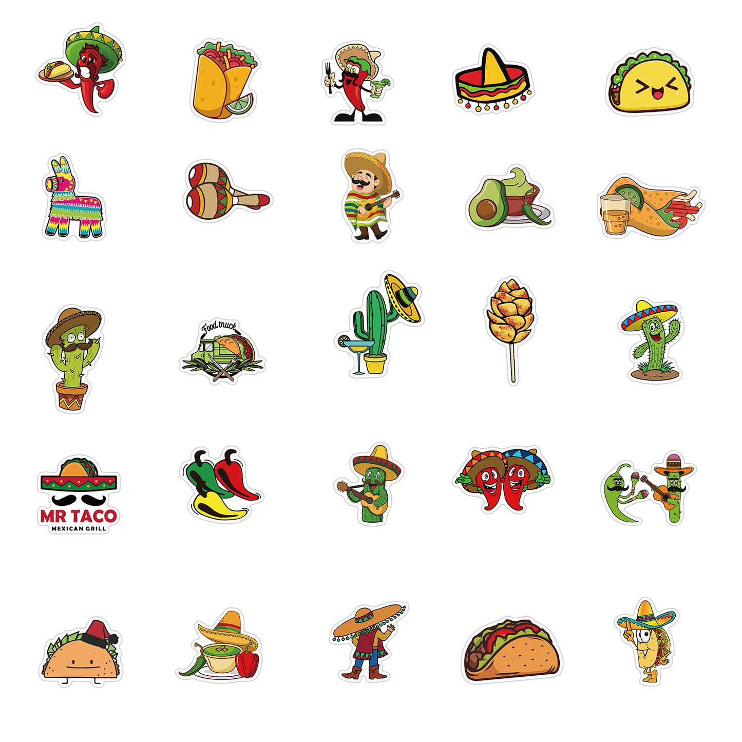 50pcs Mexican Food 2 Stickers