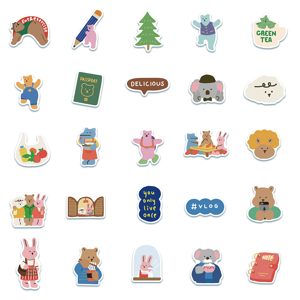 50pcs Korean INS Bear 1 Stickers