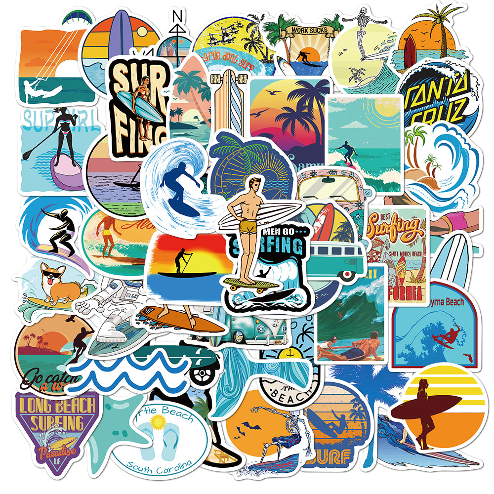 50pcs Surfing Summer Stickers