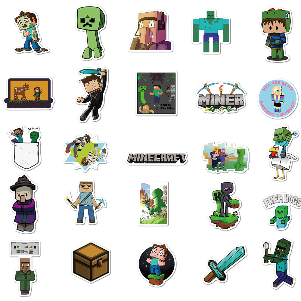 Minecraft Stickers Out Line 50pcs Minecraft 2 Stickers – AU Sticker World