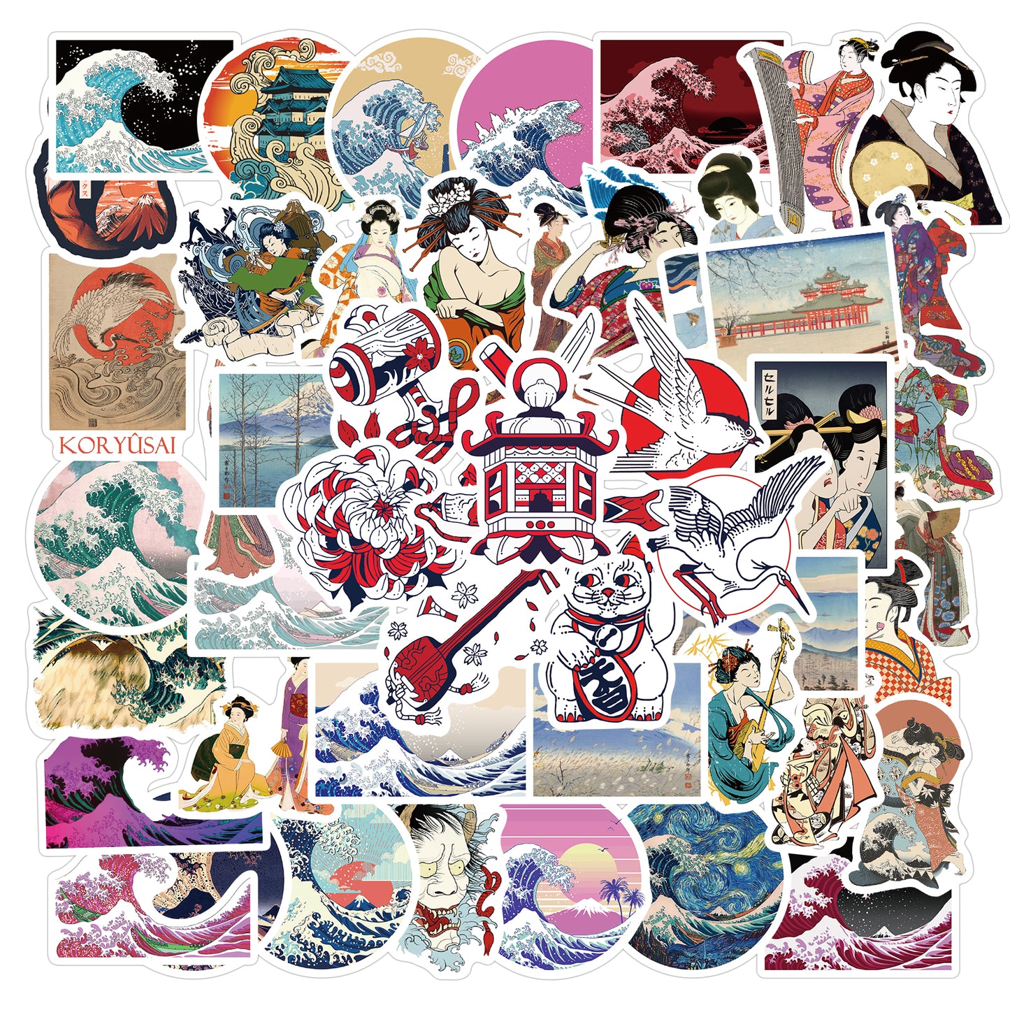 50pcs Ukiyo-e Stickers