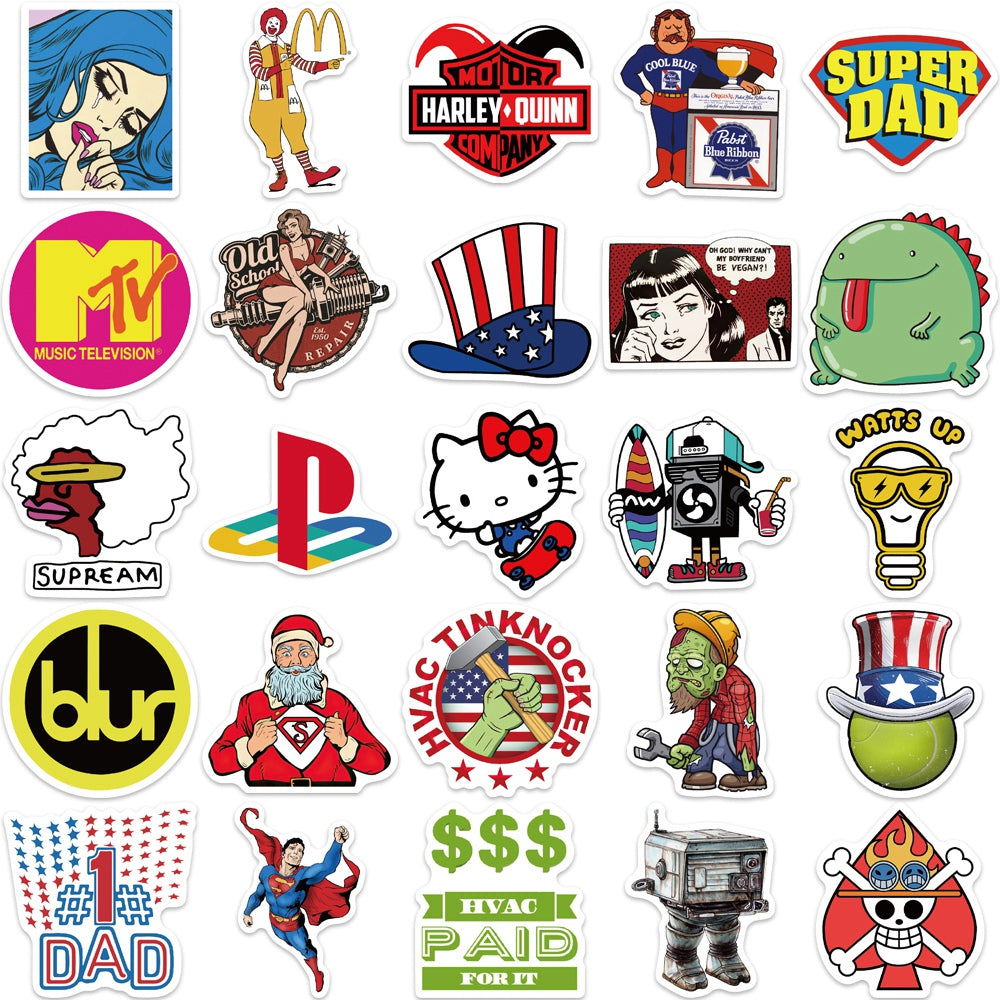 50pcs Retro Style 1 Stickers – AU Sticker World
