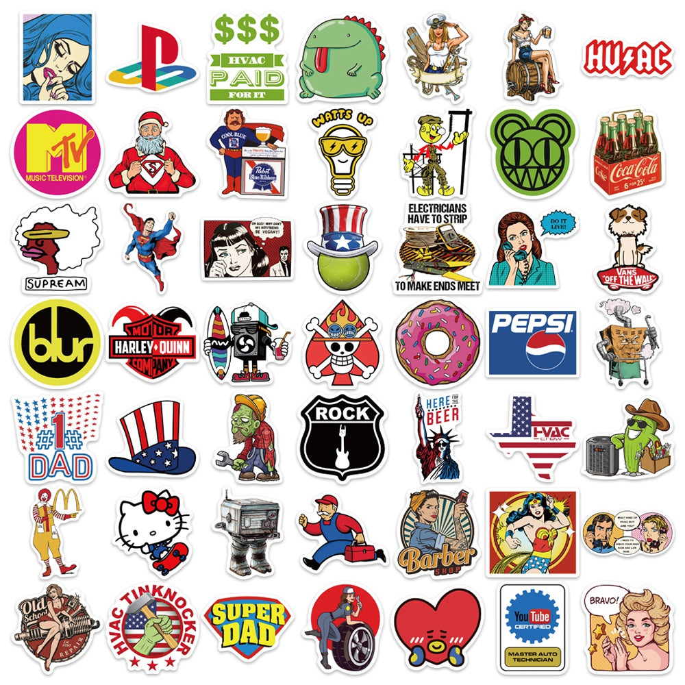 50pcs Retro Style 1 Stickers – AU Sticker World