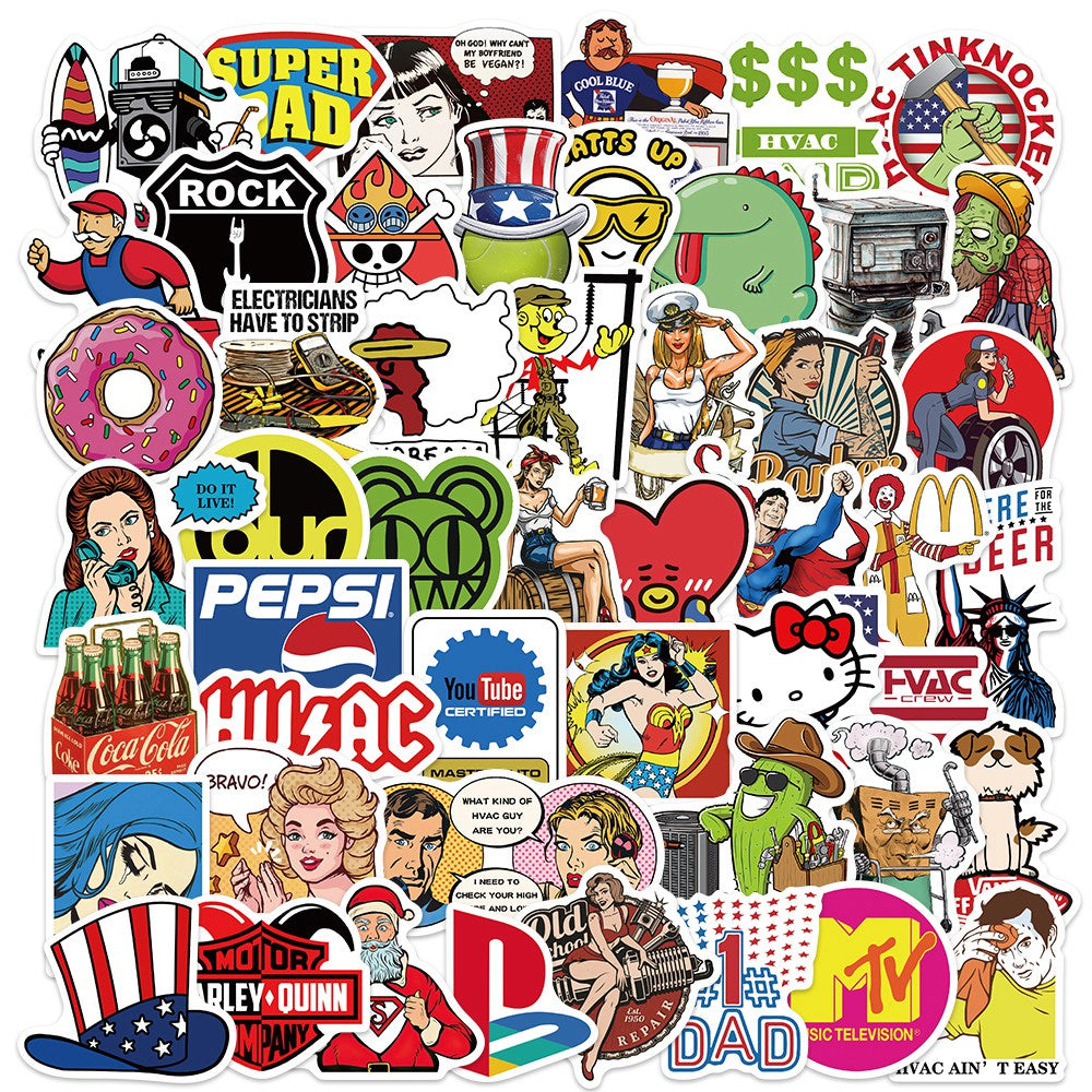 50pcs Retro Style 1 Stickers – AU Sticker World