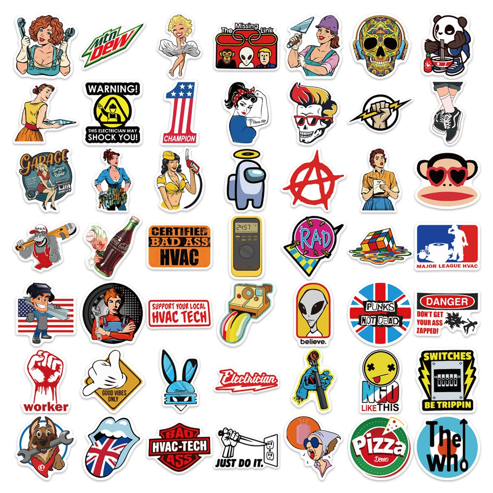 50pcs Retro Style 2 Stickers – AU Sticker World