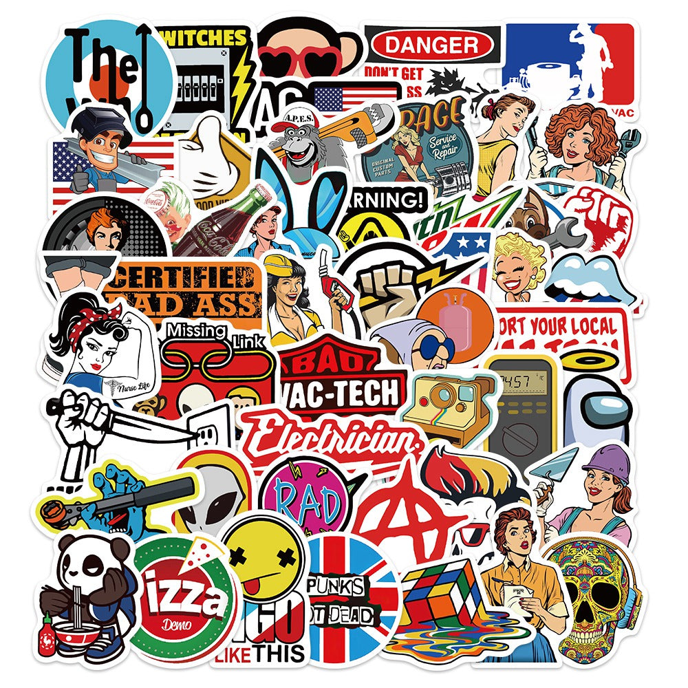50pcs Retro Style 2 Stickers – AU Sticker World