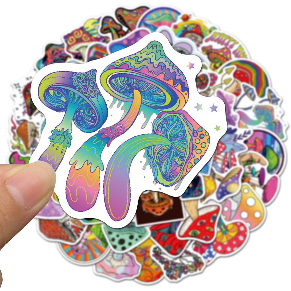 50pcs Psychedelic Trippy Hippie Mushroom Stickers