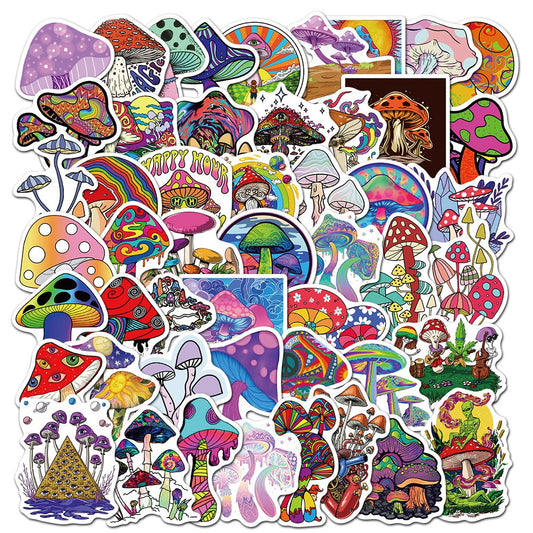 50pcs Psychedelic Trippy Hippie Mushroom Stickers