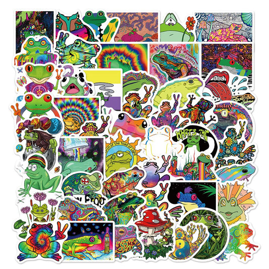 50pcs Psychedelic Trippy Hippie Frogs Stickers