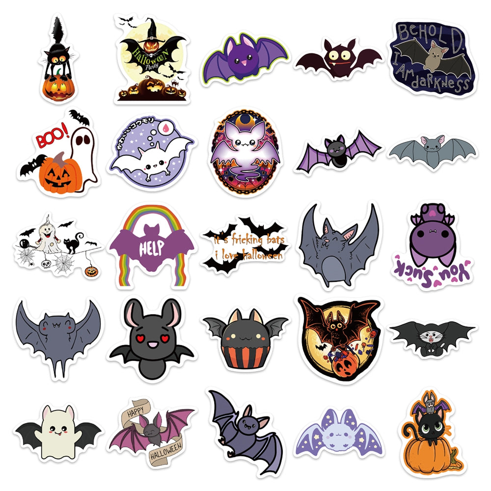 50pcs Halloween Bat 2 Stickers