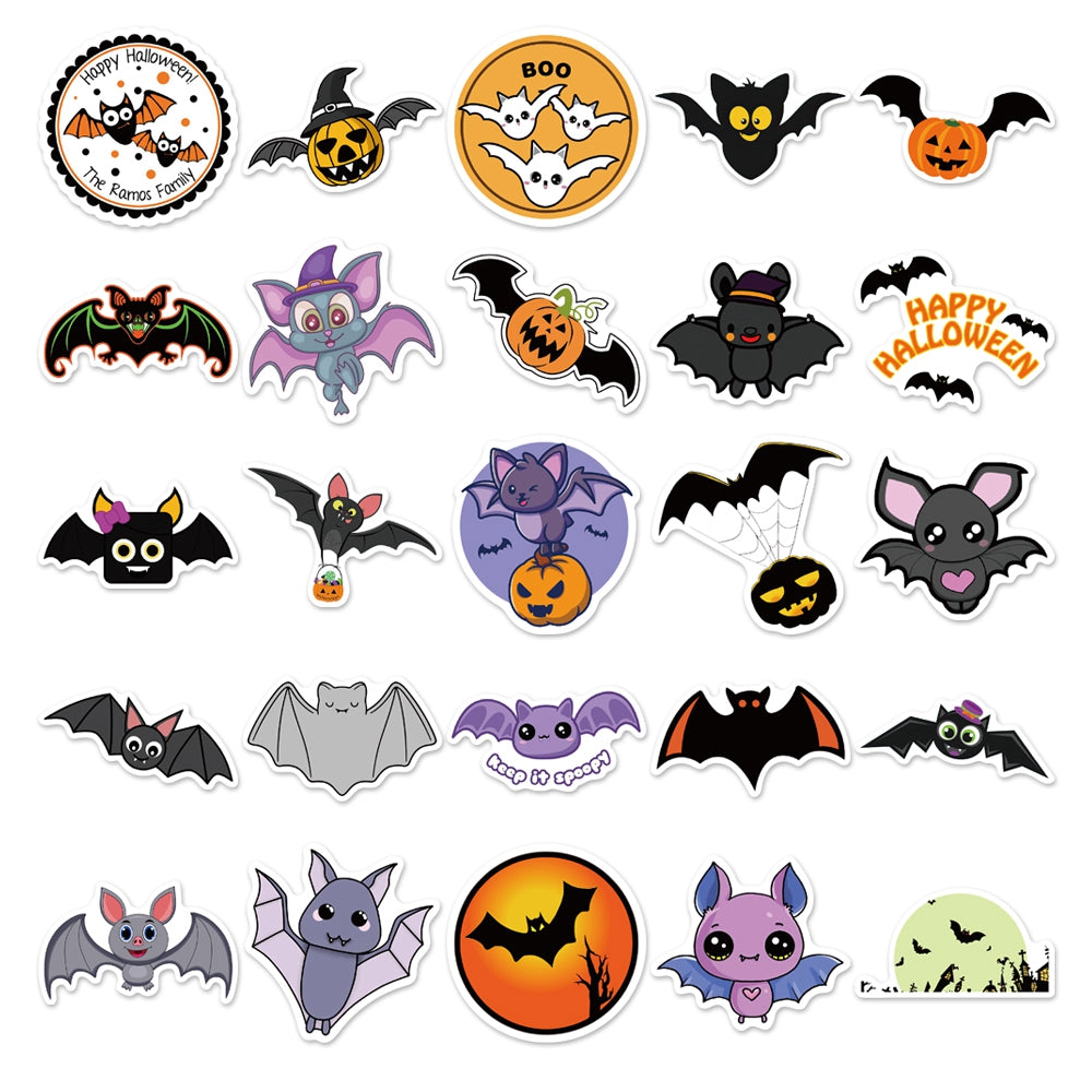 50pcs Halloween Bat 2 Stickers