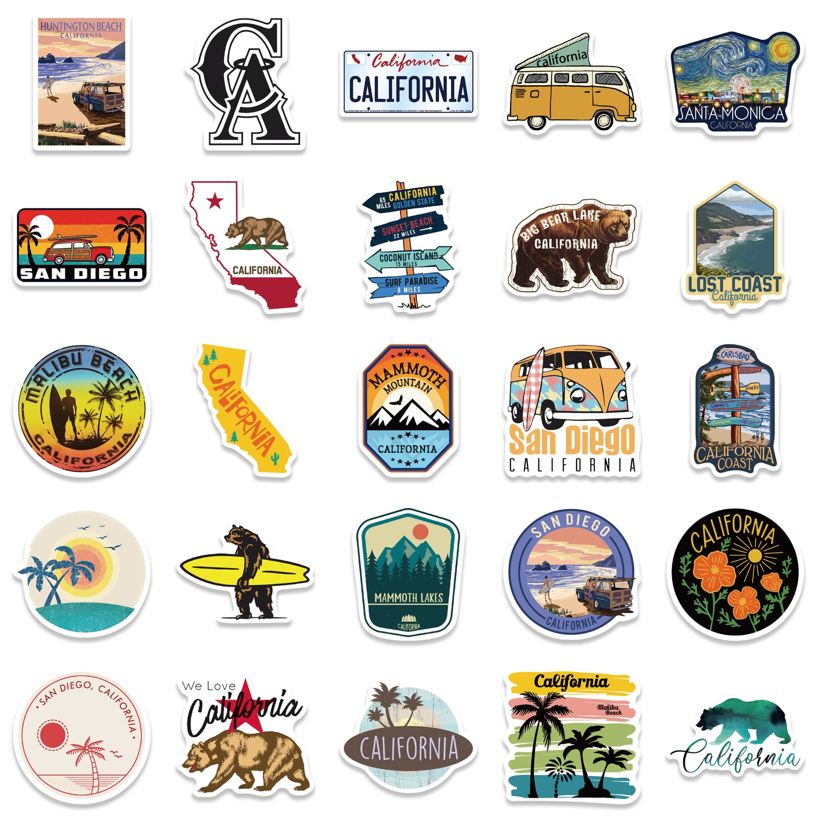 50pcs California 2 Stickers – AU Sticker World