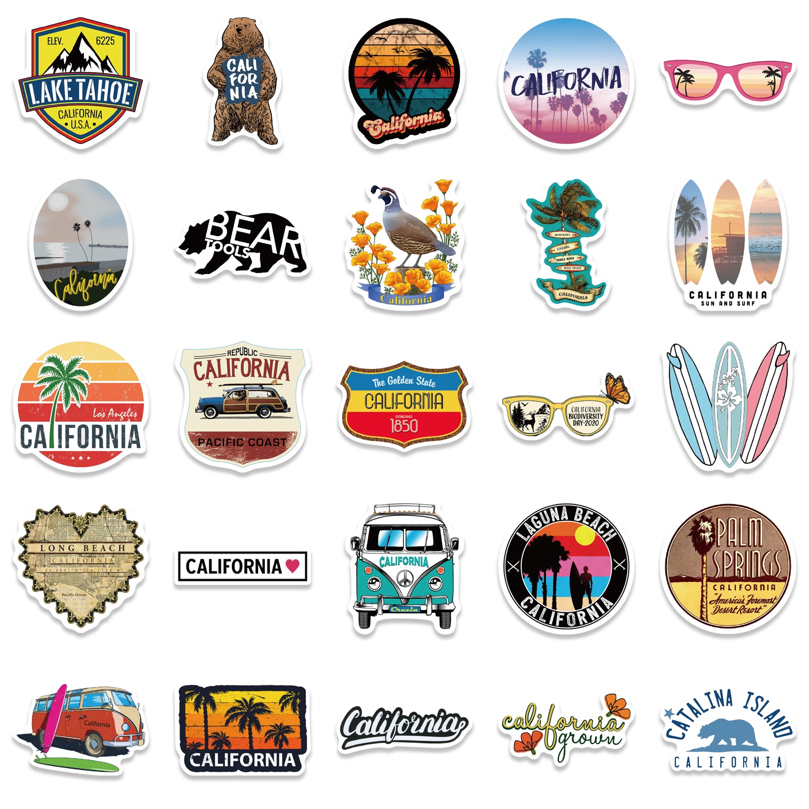 50pcs California 2 Stickers – AU Sticker World
