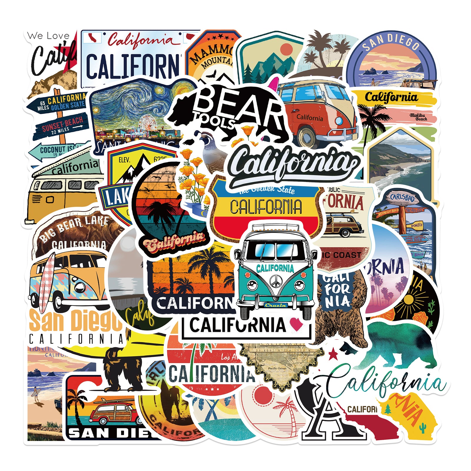 50pcs California 2 Stickers – AU Sticker World