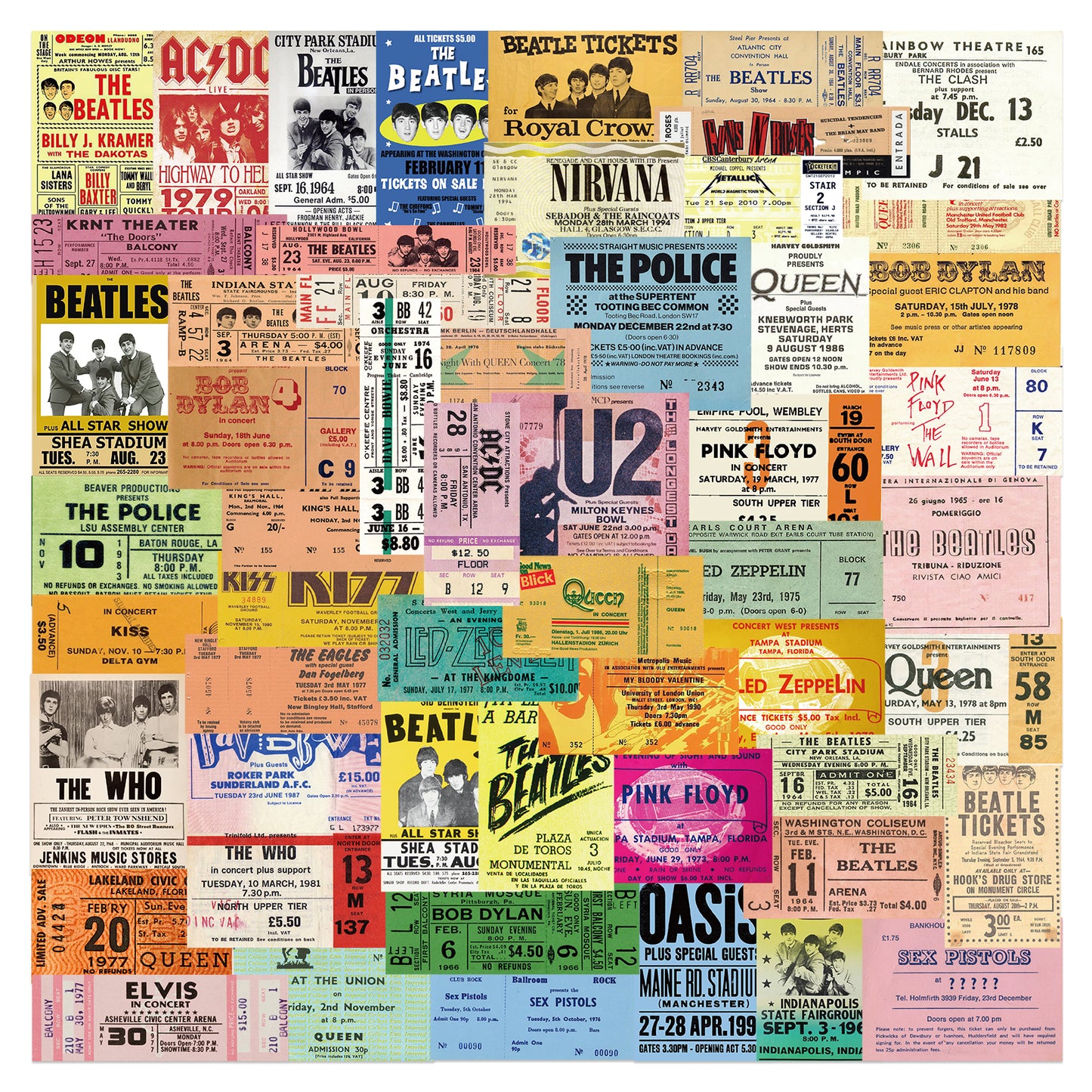 50pcs Vintage Retro Tickets 2 Stickers
