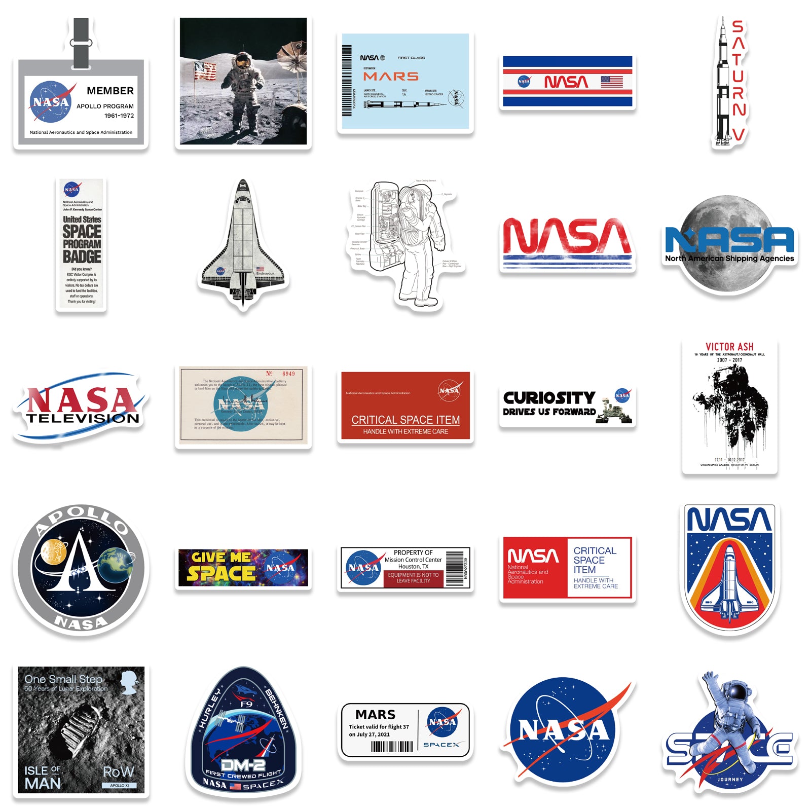 50pcs NASA 4 Stickers – AU Sticker World