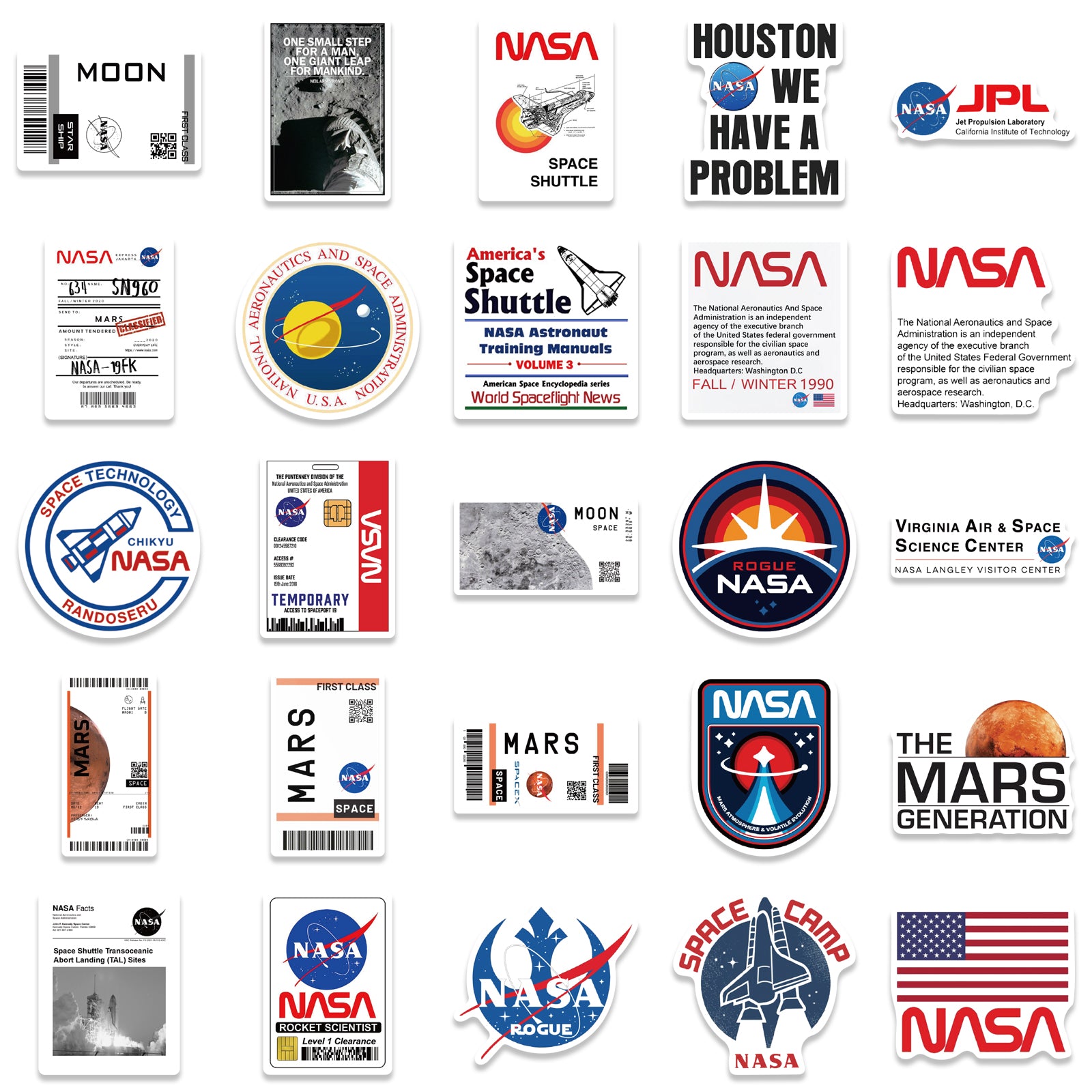 50pcs NASA 4 Stickers – AU Sticker World