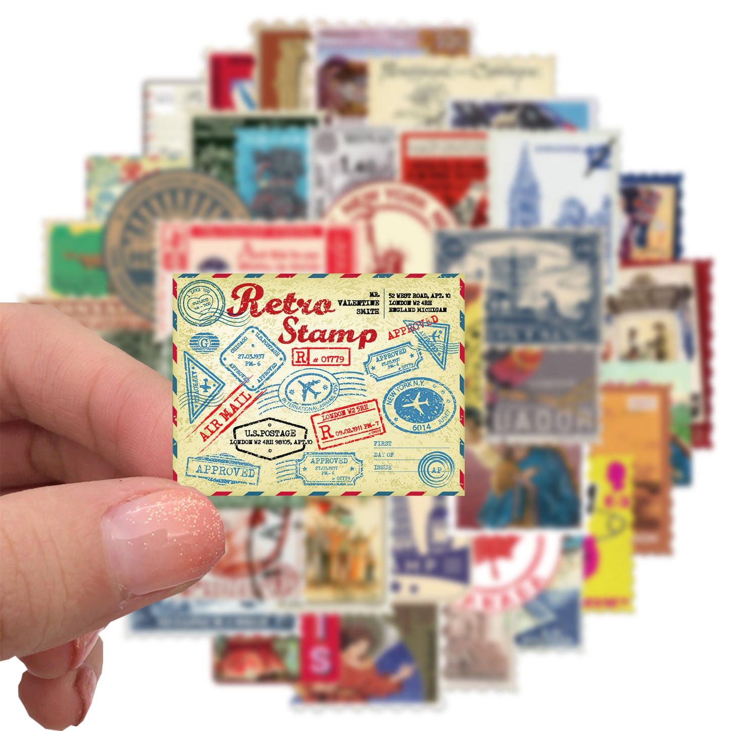 50pcs Retro Vintage Stamps 2 Stickers