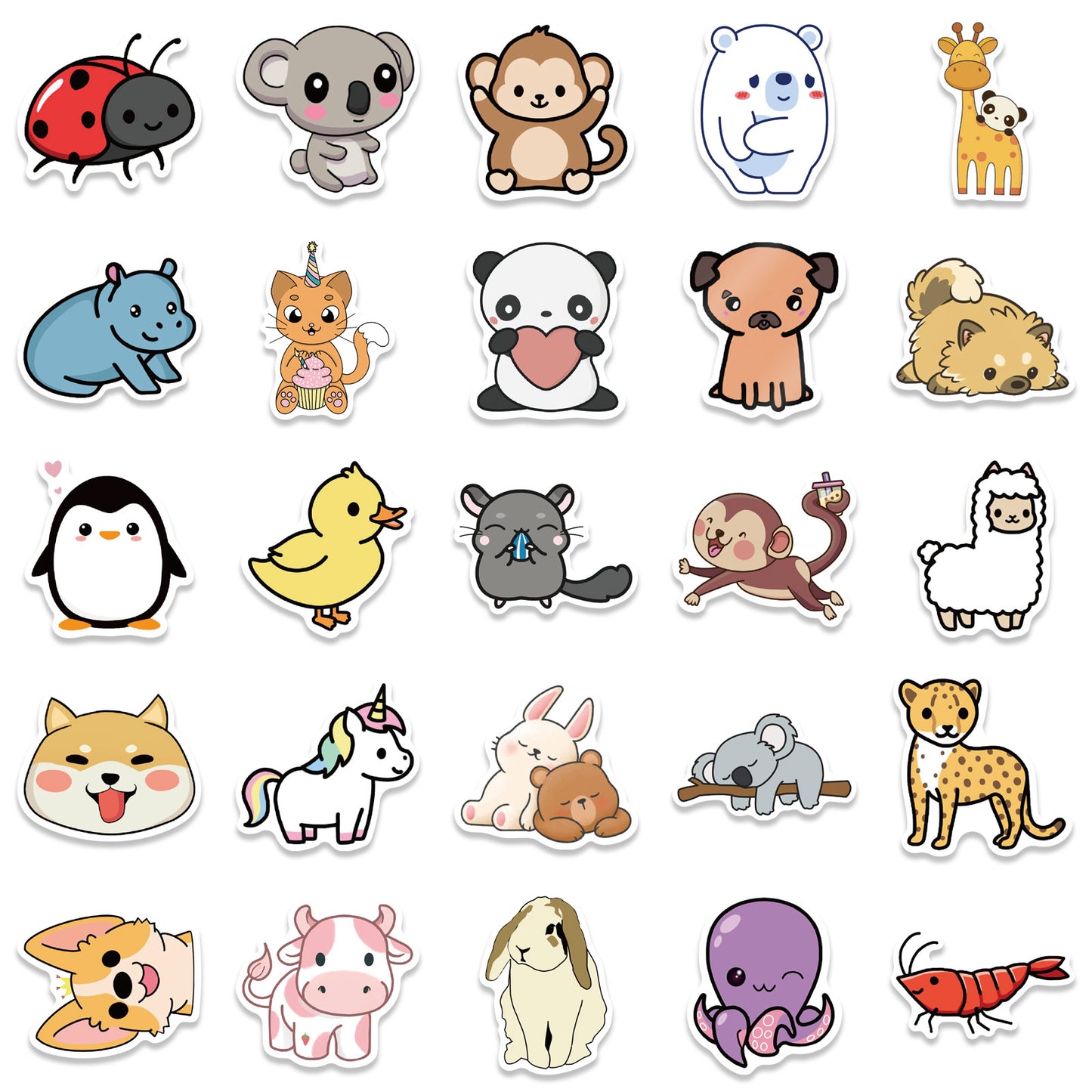 50pcs Catoon Animals 2 Stickers – AU Sticker World