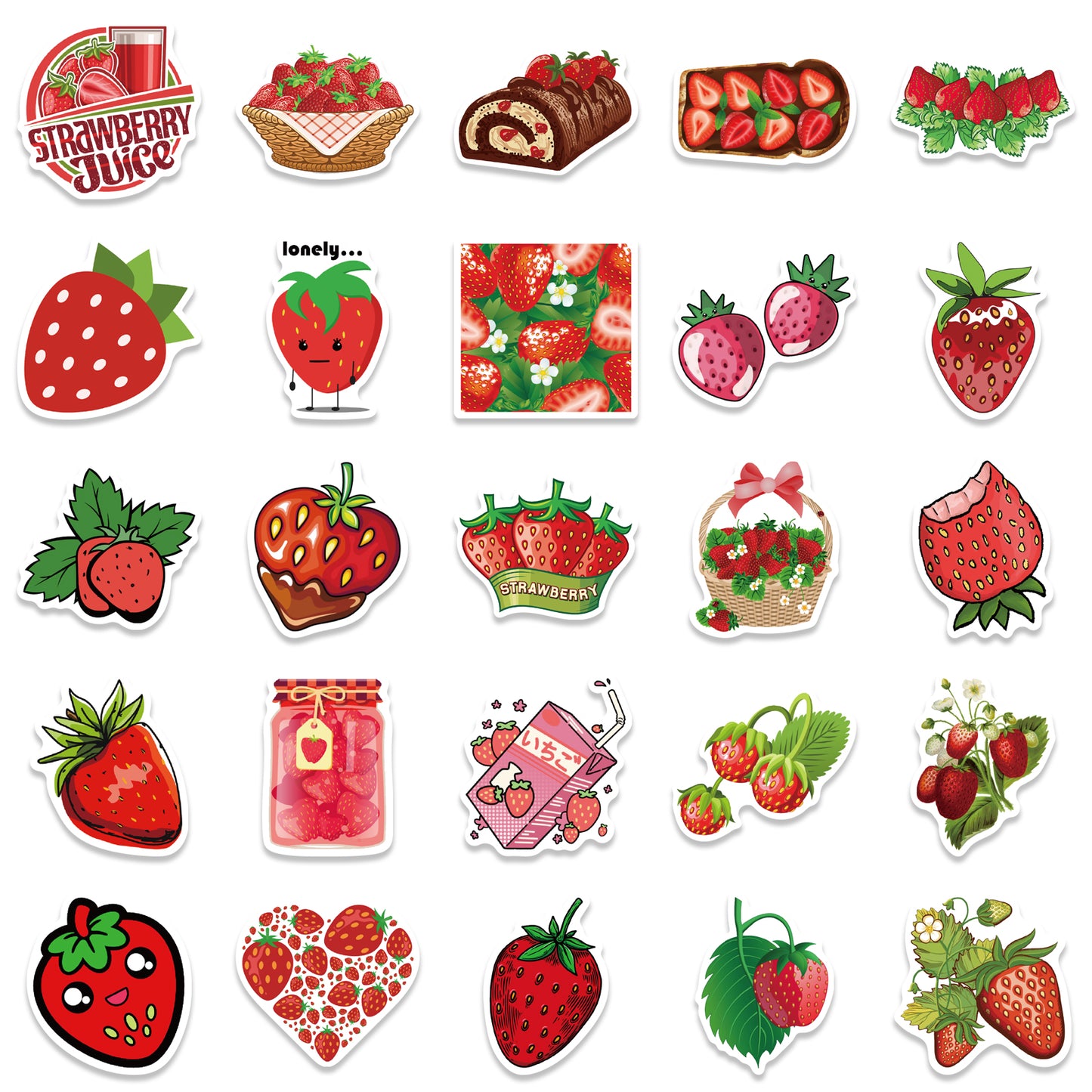 50pcs Strawberry 1 Stickers